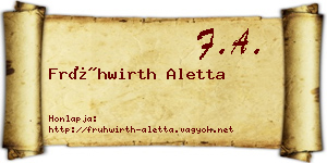 Frühwirth Aletta névjegykártya